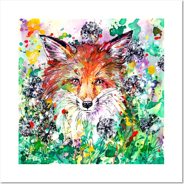 Hide and Seek - Fox painting Wall Art by EveiArt